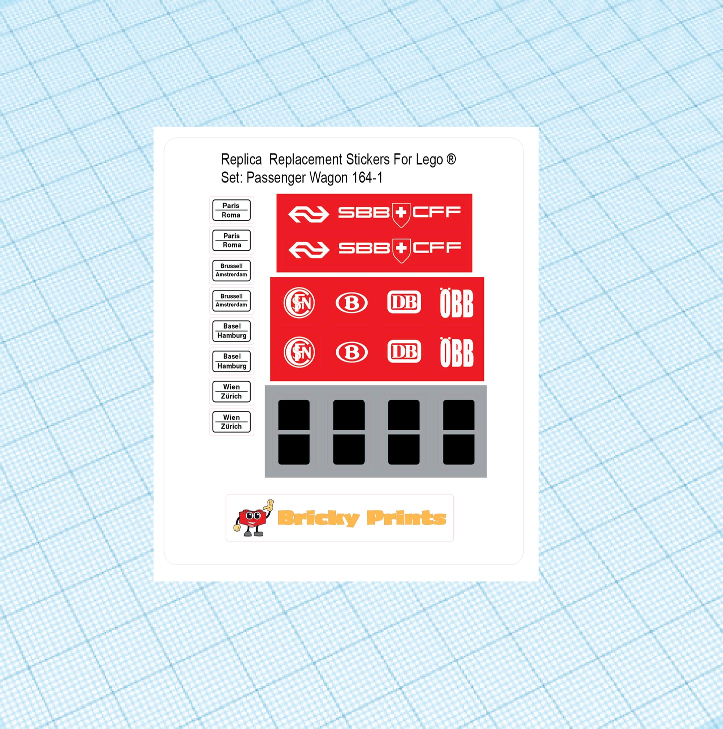 Replica Replacement sticker Set: 4.5 Volt Passenger Wagon 164