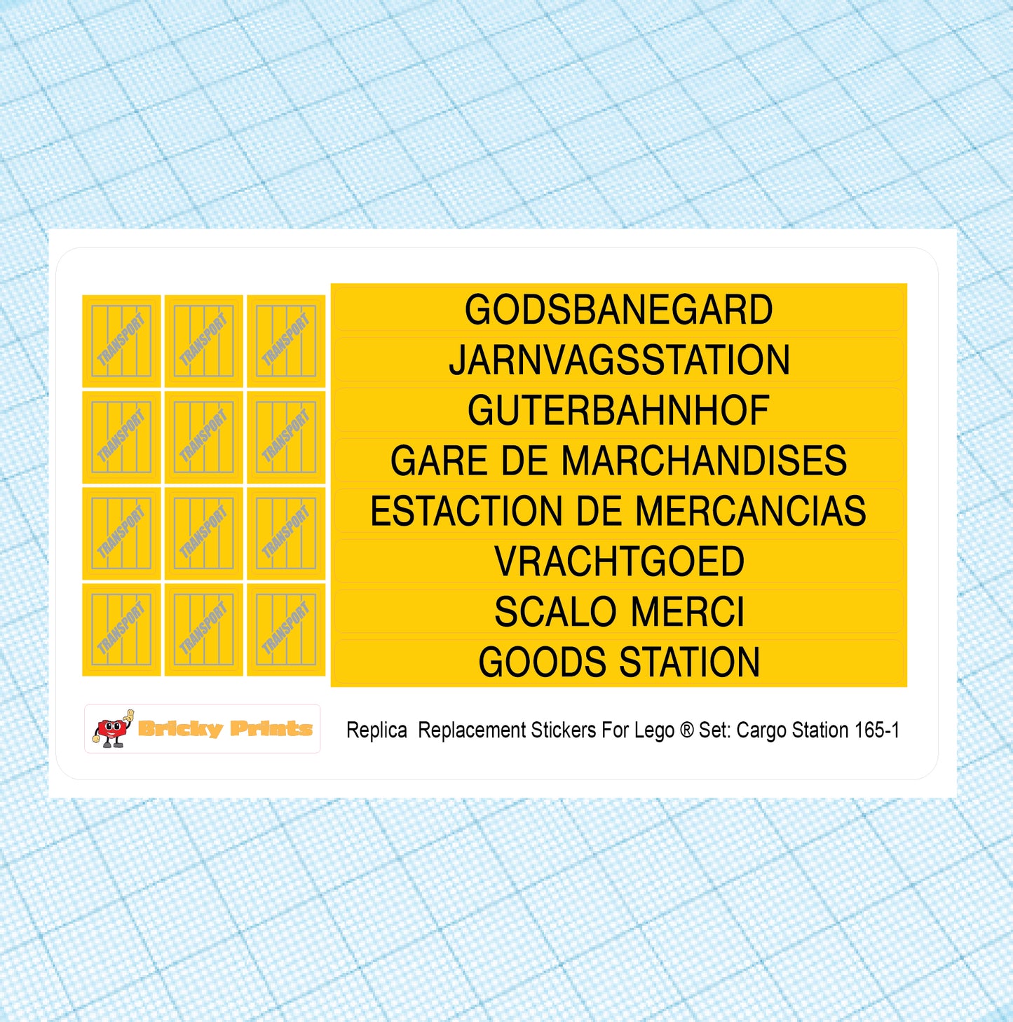 Replica Replacement sticker Set: 4.5 Volt Cargo Station (Goods Station) 165