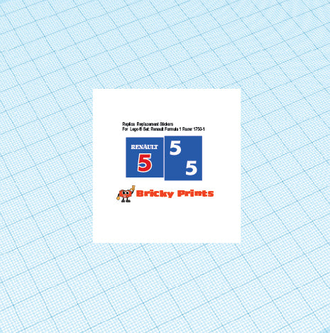 Replica Replacement sticker Set:  Classic Town Race Formula 1 Racer 1750