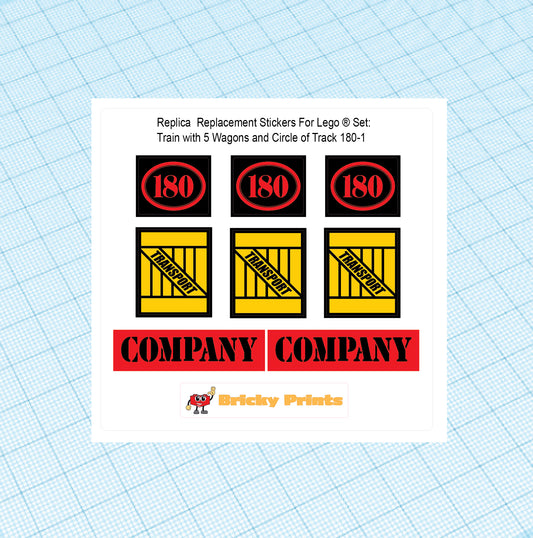 Replica Replacement sticker Set: 4.5 Volt Train with 5 Wagons and Circle of Track 180