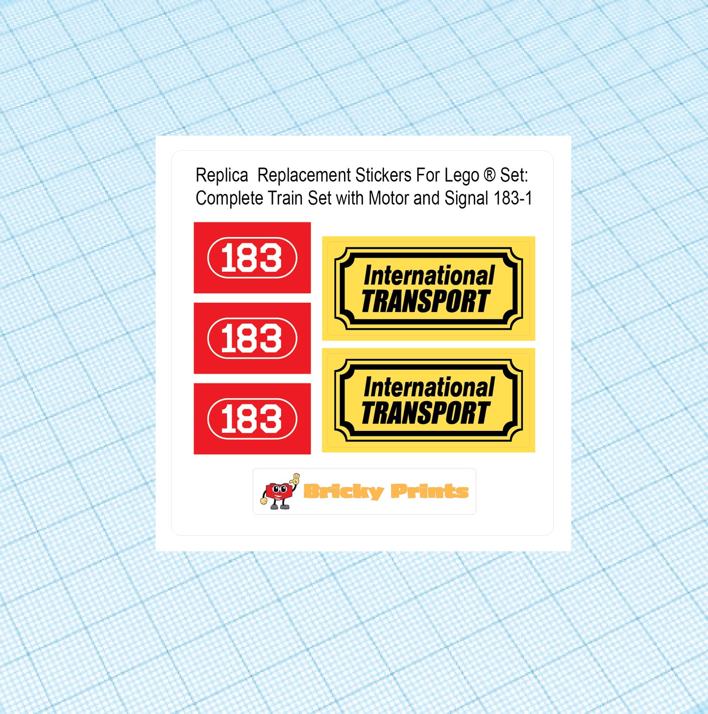 Replica Replacement sticker Set: 4.5 Volt Complete Train Set with Motor and Signal 183