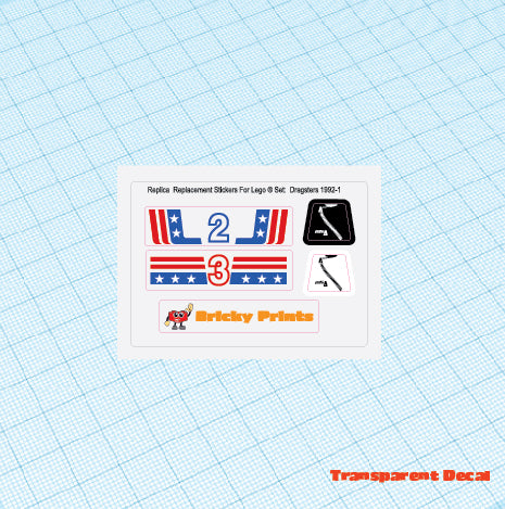 Replica Replacement sticker Set: Classic Town Race Dragsters 1992