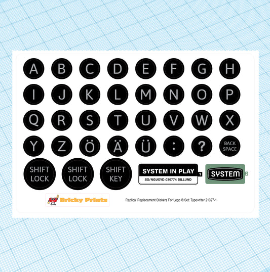 Replica Replacement sticker Set: Typewriter 21327