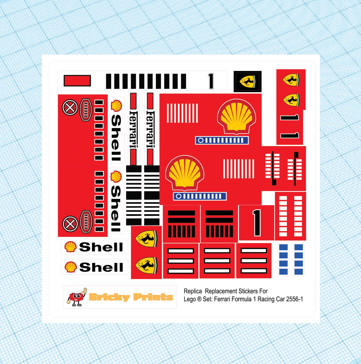 Replica Replacement sticker Set: Model Team F1 Racing Car 2556-1