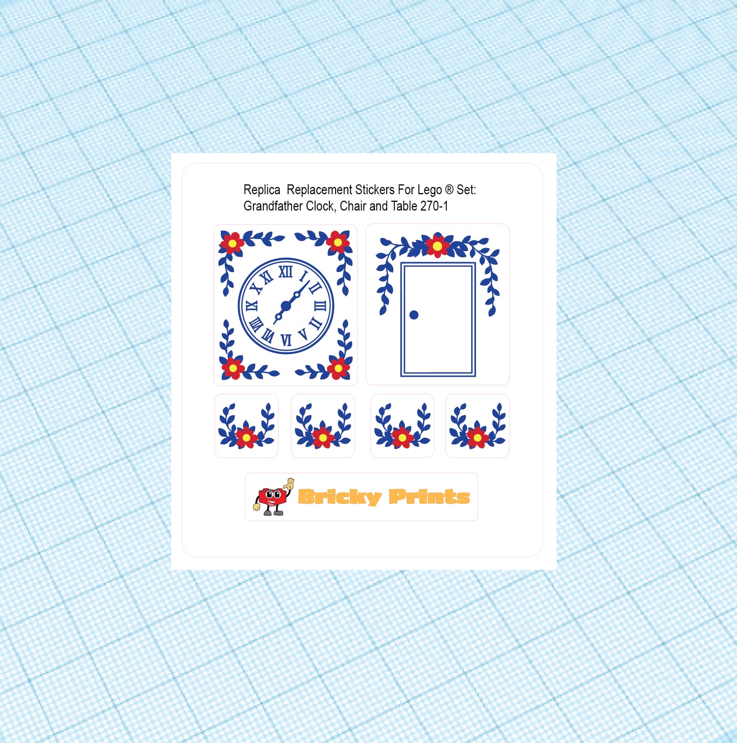 Replica Replacement sticker Set: Homemaker Grandfather Clock, Chair and Table 270
