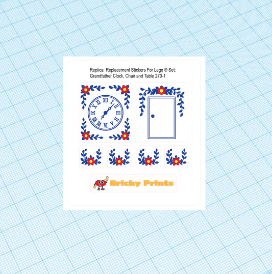 Replica Replacement sticker Set: Homemaker Grandfather Clock, Chair and Table 270