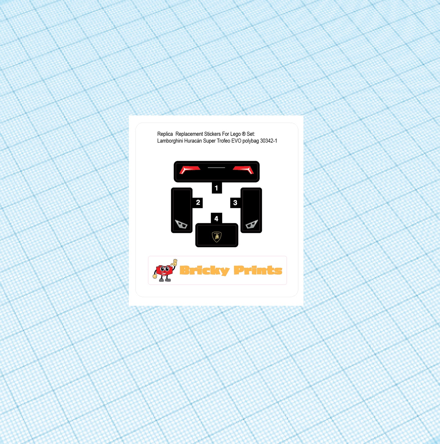 Replica Replacement sticker set: Speed Champions Lamb Hura EVO polybag 30342