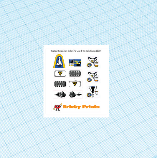Replica Replacement sticker set: Classic Town Space Port Mars Mission Master Builders 3059