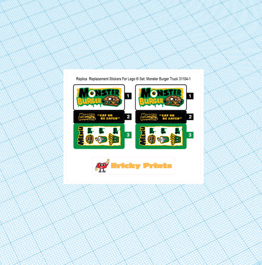 Replica Replacement sticker set: Creator Race Monster Burger Truck 31104