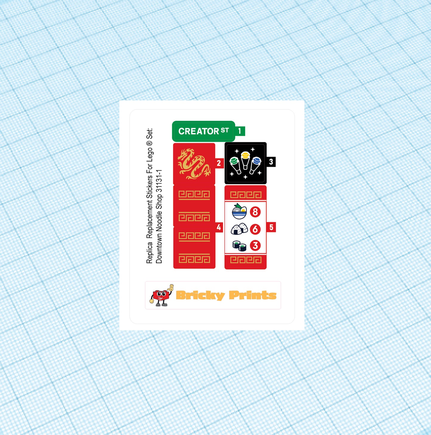 Replica Replacement sticker set: Creator Building Downtown Noodle Shop 31131