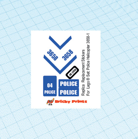 Replica Replacement sticker set:  City Police 3658 - Police Helicopter