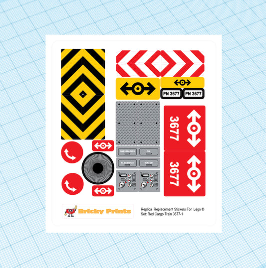 Replica Replacement sticker Set: Red Cargo Train 3677