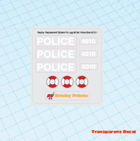 Replica Replacement sticker set: Boats - Police Rescue Boat 4010