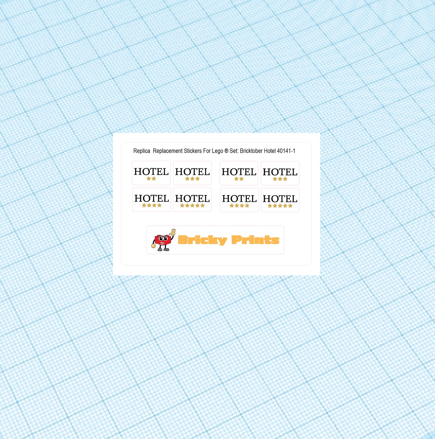 Replica Replacement sticker set: Bricktober Hotel (2015 Toys R Us Exclusive) 40141