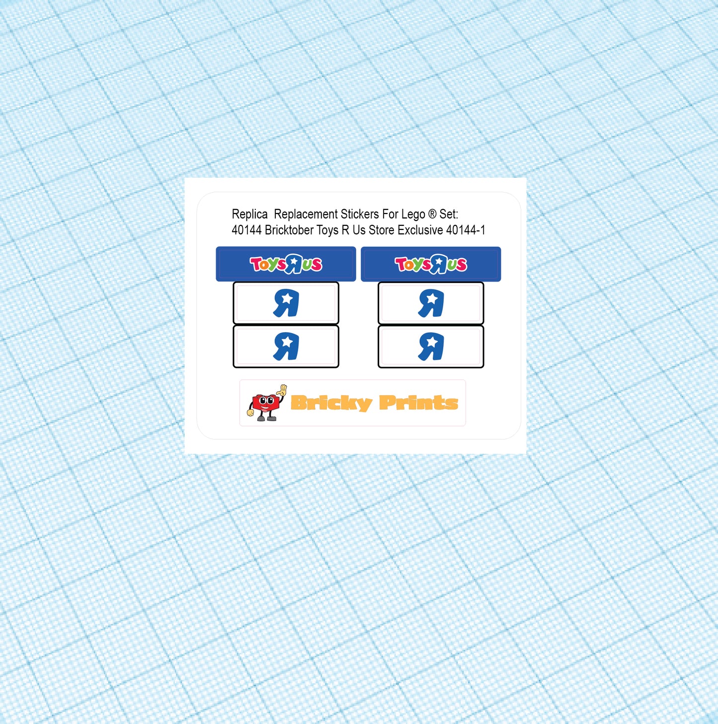 Replica Replacement sticker set: Bricktober Toys R Us Store (2015 Toys R Us Exclusive) 40144