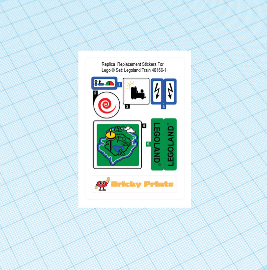 Replica Replacement sticker set: LEGOLAND Train 40166
