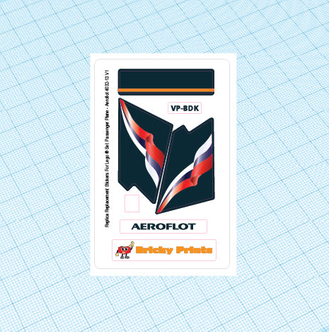 Replica Replacement sticker Set: Classic Town World City Passenger Plane - Aeroflot Version 4032-13 Version 1