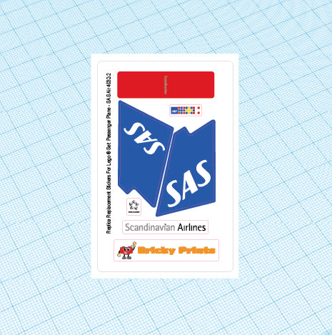 Replica Replacement sticker Set: Classic Town World City Passenger Plane - SAS Version 4032-2