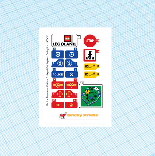 Replica Replacement sticker set: Inside Legoland Driving School 40347