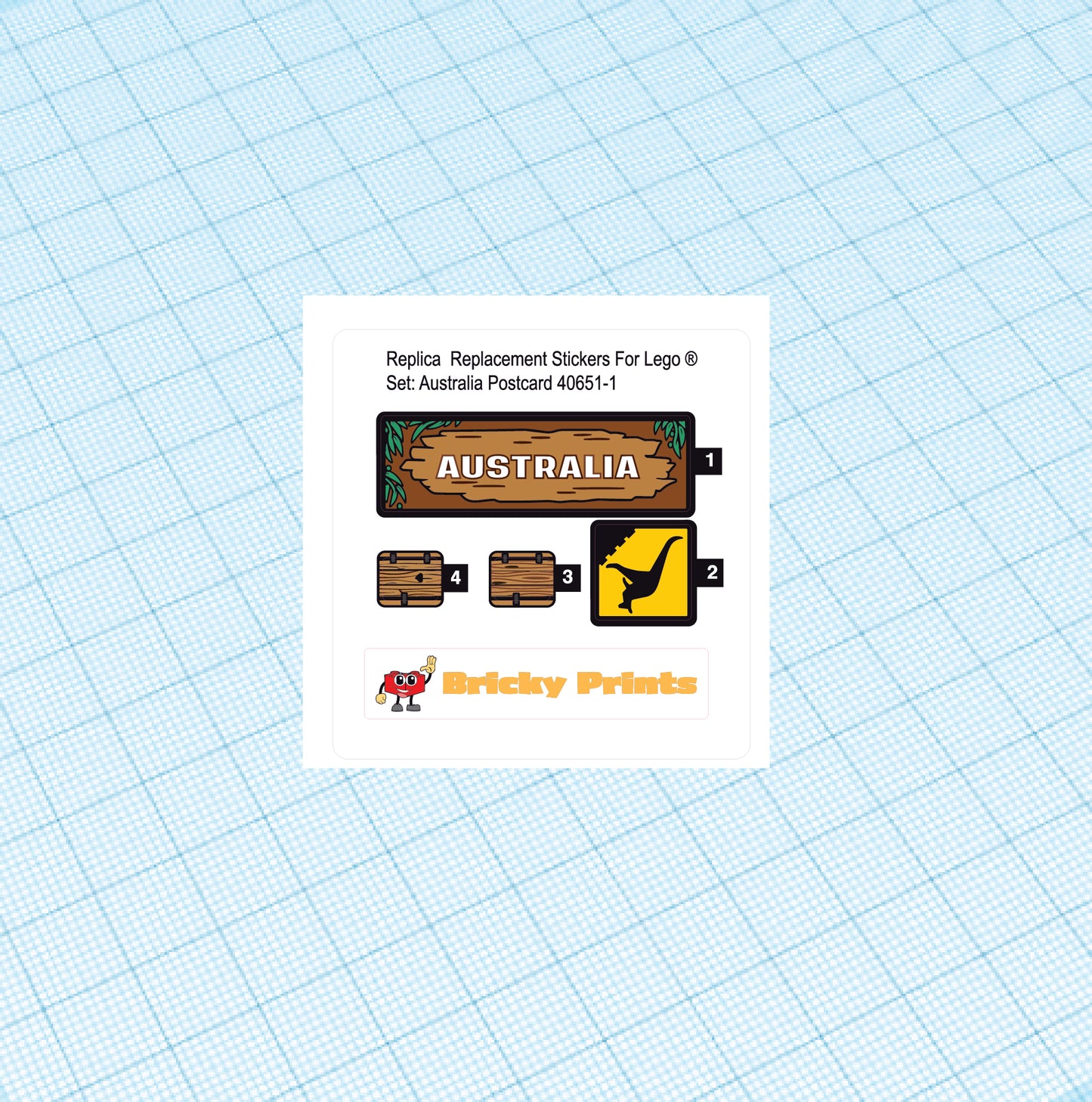 Replica Replacement sticker set: Creator Postcard Australia Postcard 40651
