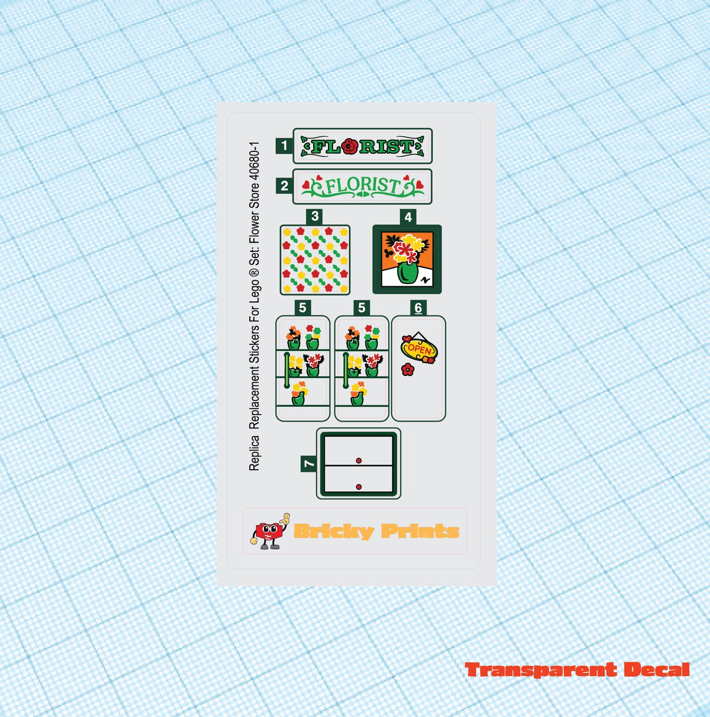Replica Replacement sticker set: Flower Store 40680