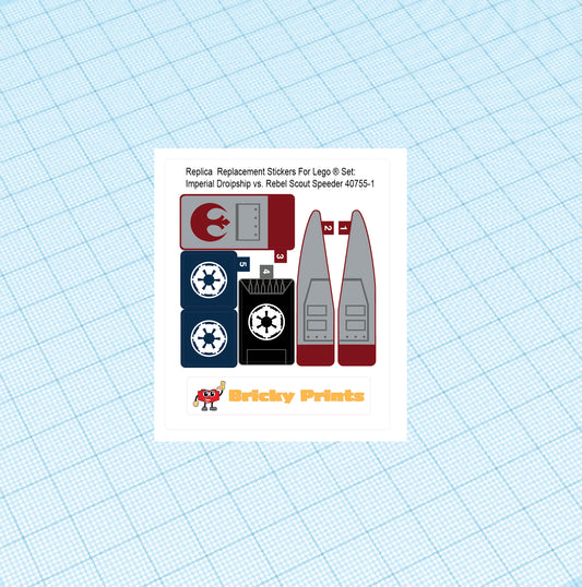 Replica Replacement sticker Set: Imperial Dropship vs. Rebel Scout Speeder 40755
