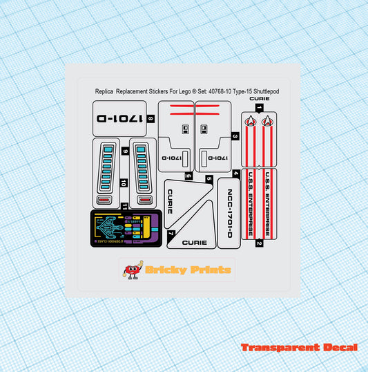 Replica Replacement sticker set: Type-15 Shuttlepod 40768-2 Alternative: CURIE
