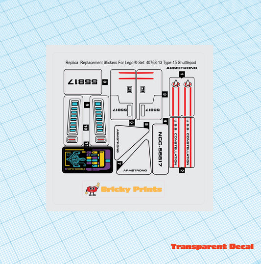 Replica Replacement sticker set: Type-15 Shuttlepod 40768-2 Alternative: ARMSTRONG