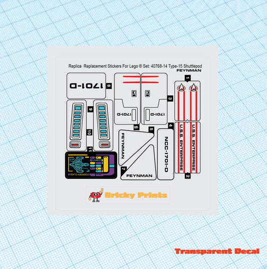 Replica Replacement sticker set: Type-15 Shuttlepod 40768-2 Alternative: FEYNMAN