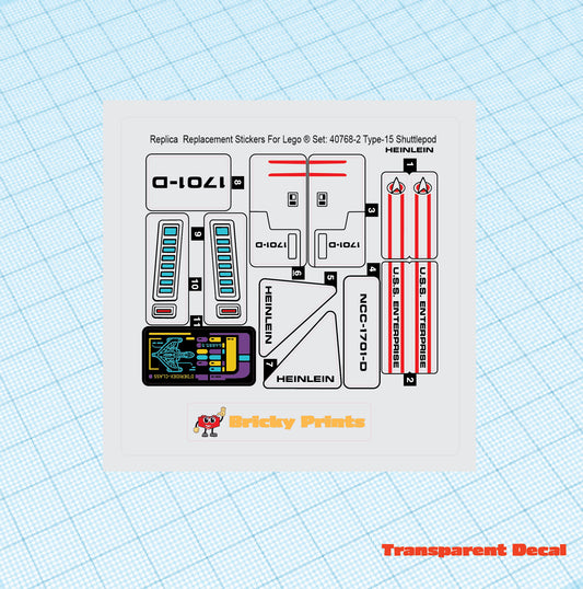 Replica Replacement sticker set: Type-15 Shuttlepod 40768-2 Alternative: HEINLEIN