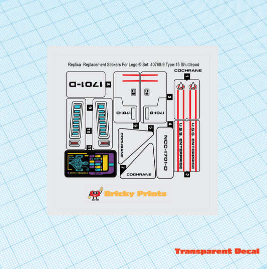 Replica Replacement sticker set: Type-15 Shuttlepod 40768-2 Alternative: COCHRANE