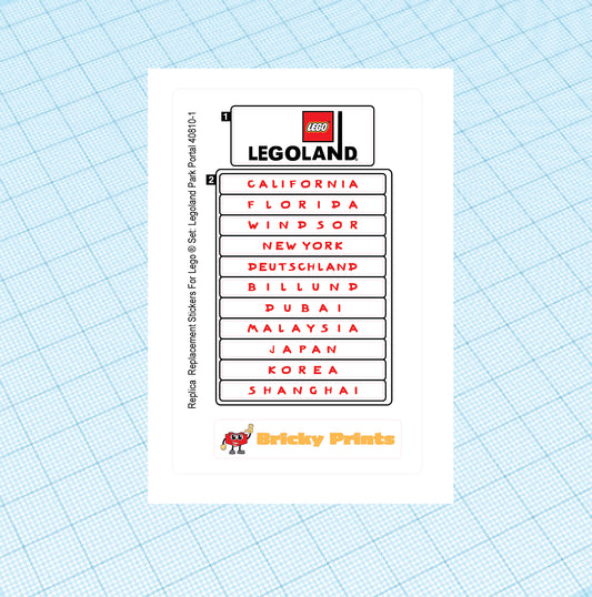 Replica Replacement sticker set: LEGOLAND Park Portal 40810