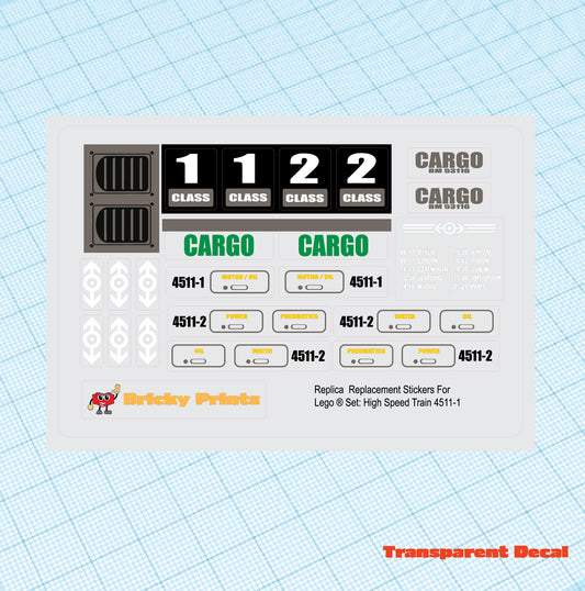 Replica Replacement sticker Set: 9 Volt High Speed Train 4511