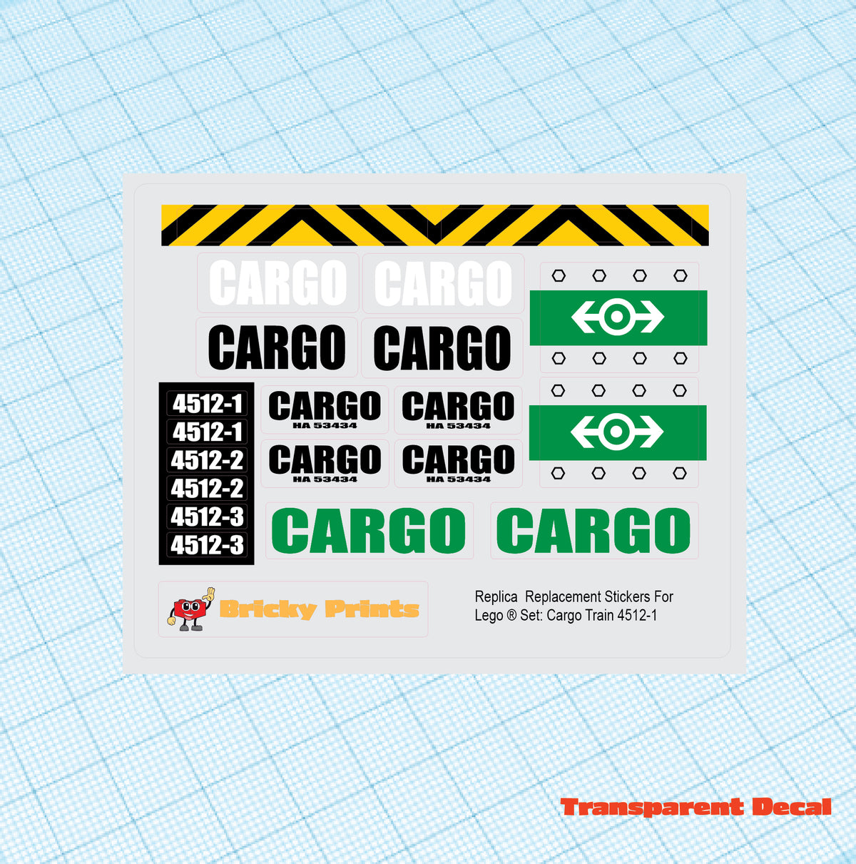 Replica Replacement sticker Set: 9 Volt Cargo Train 4512