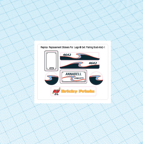 Replica Replacement sticker Set: City Harbor Fishing Boat 4642