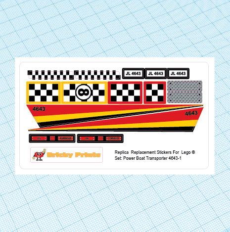 Replica Replacement sticker Set: City Harbor Power Boat Transporter 4643