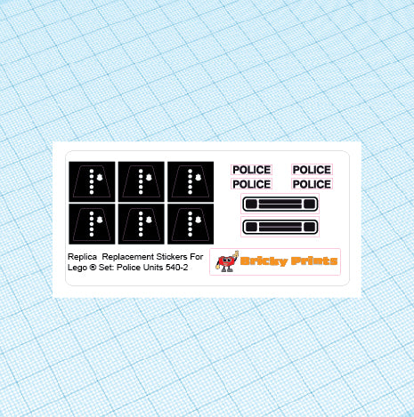 Replica Replacement sticker Set: Classic Town Police Units 540-2