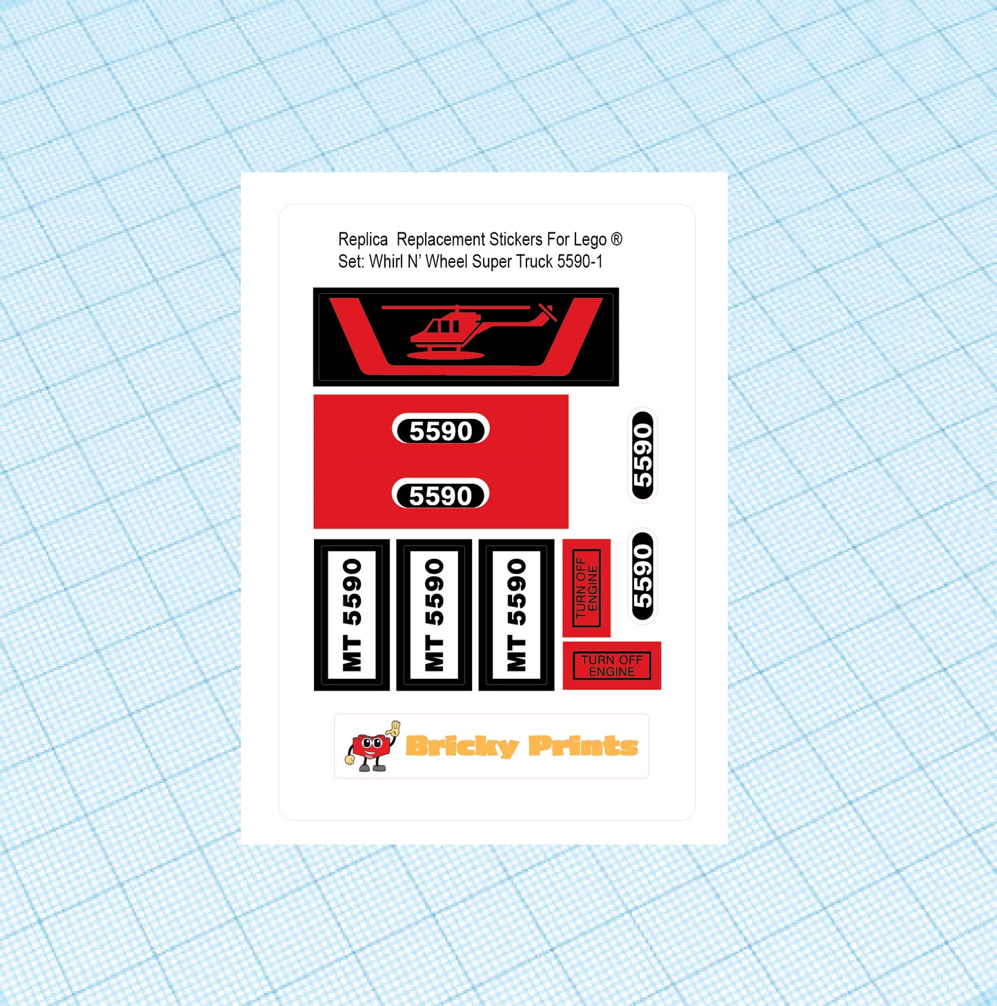 Replica Replacement sticker Set: Model Team Whirl N' Wheel Super Truck 5590