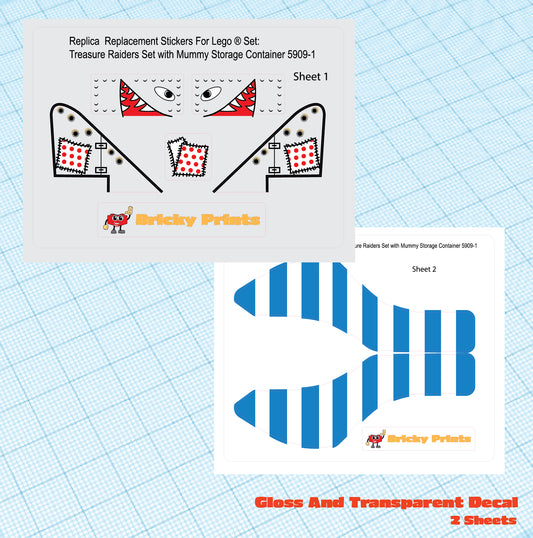 Replica Replacement sticker Set: Treasure Raiders set with Mummy Storage Container 5909