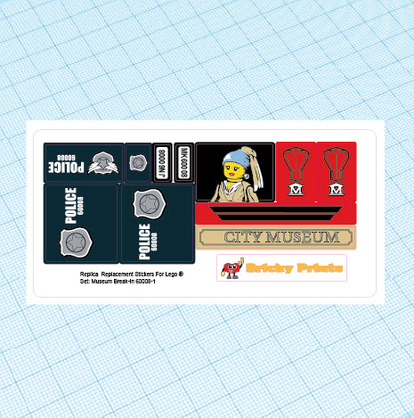 Replica Replacement sticker set: City Police 60008 - Museum Break-in