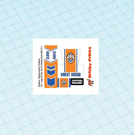 Replica Replacement sticker Set: City Coast Guard 60012 - 4x4 & Diving Boat