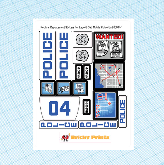 Replica Replacement sticker set: City Police Mobile Police Unit 60044