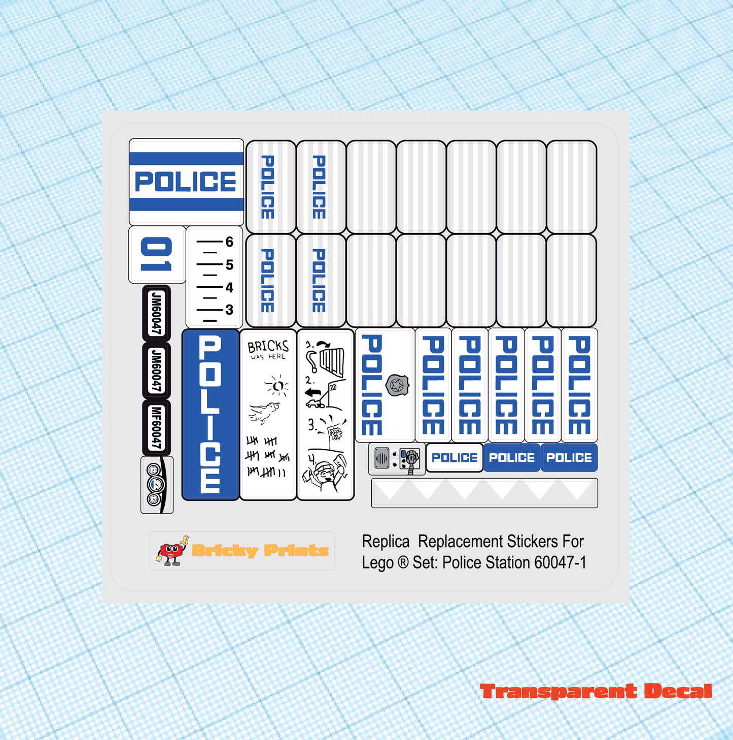 Replica Replacement sticker set:  City Police 60047 - Police Station