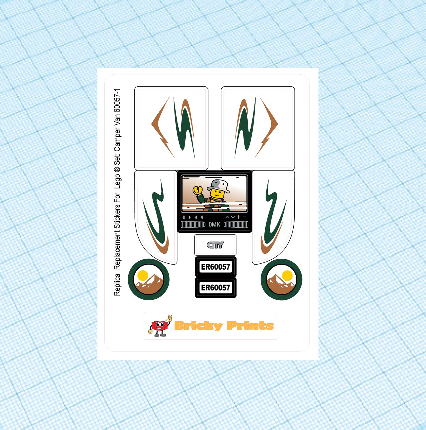 Replica Replacement sticker Set: City Recreation Camper Van 60057