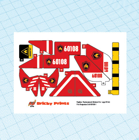 Replica Replacement sticker Set:  City Fire Response Unit 60108
