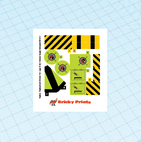 Replica Replacement sticker Set: City Volcano Explorers Supply Helicopter 60123