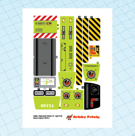 Replica Replacement sticker Set: City Volcano Explorers Exploration Base 60124