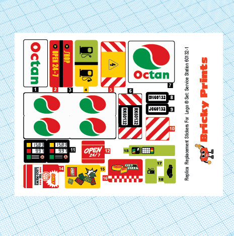 Replica Replacement sticker Set: City Gas Station Service Station 60132