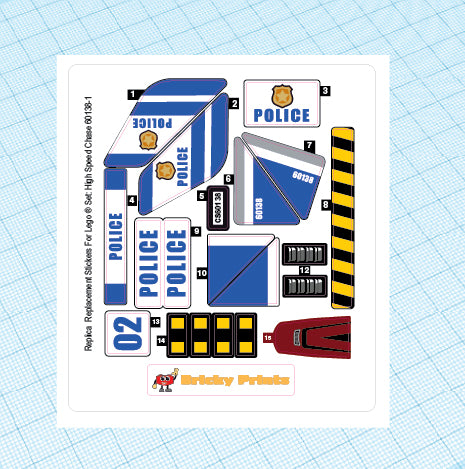 Replica Replacement sticker set: City Police 60138 - High-speed Chase