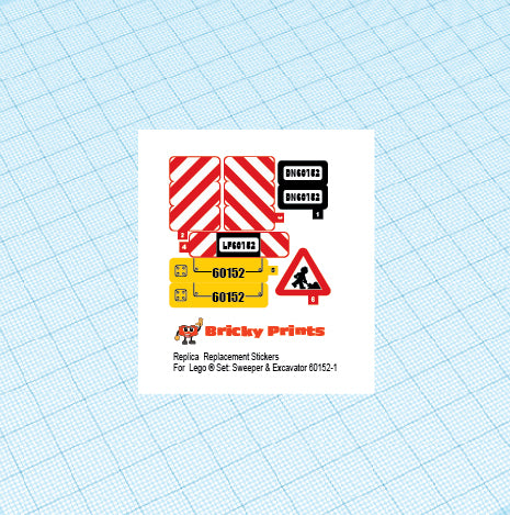 Replica Replacement sticker set: City Construction 60152 - Sweeper & Excavator